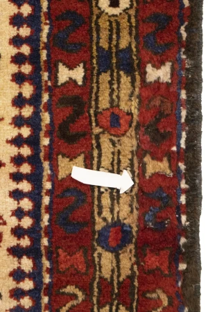 Semi Antique Geometric Cream 4X11 Karajeh Persian Runner Rug