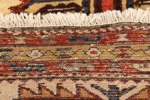 Semi Antique Geometric Cream 4X11 Karajeh Persian Runner Rug