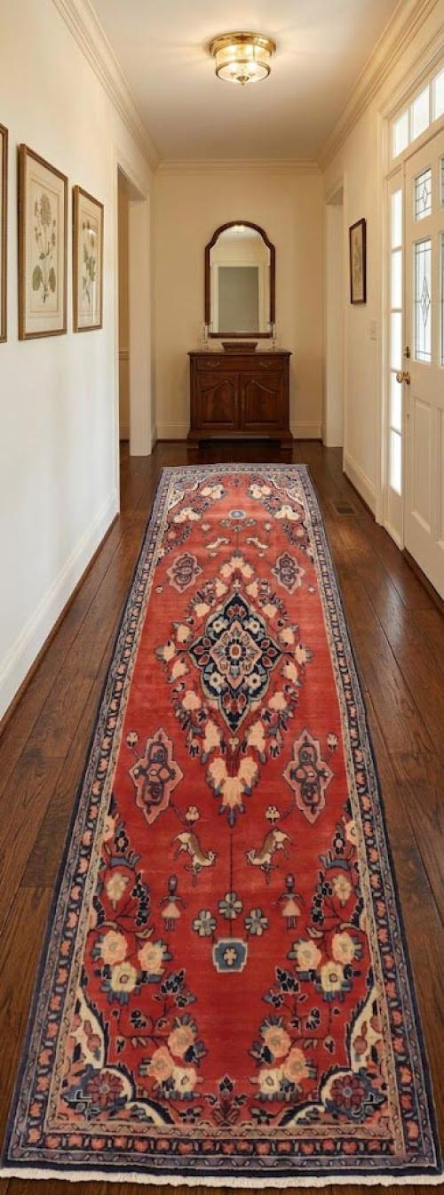 Semi Antique Red Tribal 4X10 Hamedan Persian Rug