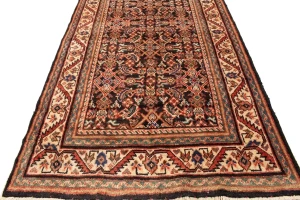 Antique Plum Floral 4X15 Mahal Persian Runner Rug