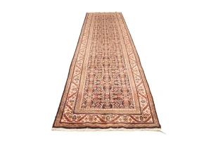 Antique Plum Floral 4X15 Mahal Persian Runner Rug