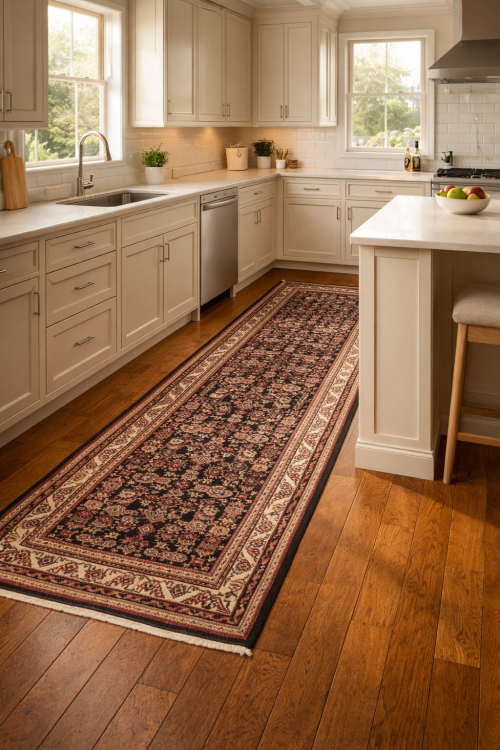 Antique Plum Floral 4X15 Mahal Persian Runner Rug