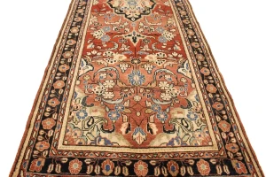 Antique Red Floral 3'5X10 Mahal Persian Runner Rug