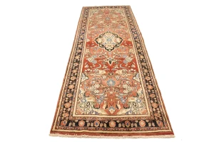 Antique Red Floral 3'5X10 Mahal Persian Runner Rug