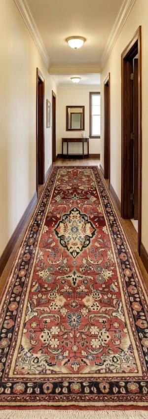 Antique Red Floral 3'5X10 Mahal Persian Runner Rug