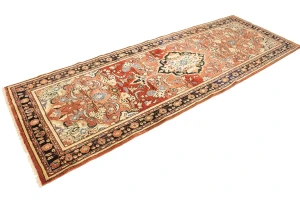 Antique Red Floral 3'5X10 Mahal Persian Runner Rug