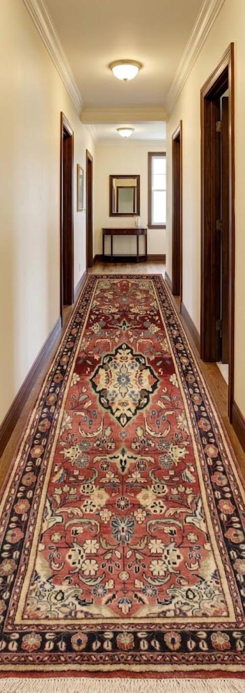 Antique Red Floral 3'5X10 Mahal Persian Runner Rug