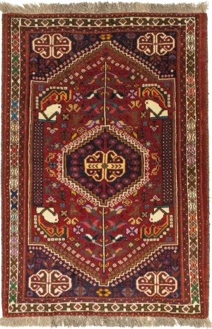 Red Tribal 3'6X5 Shiraz Persian  Rug