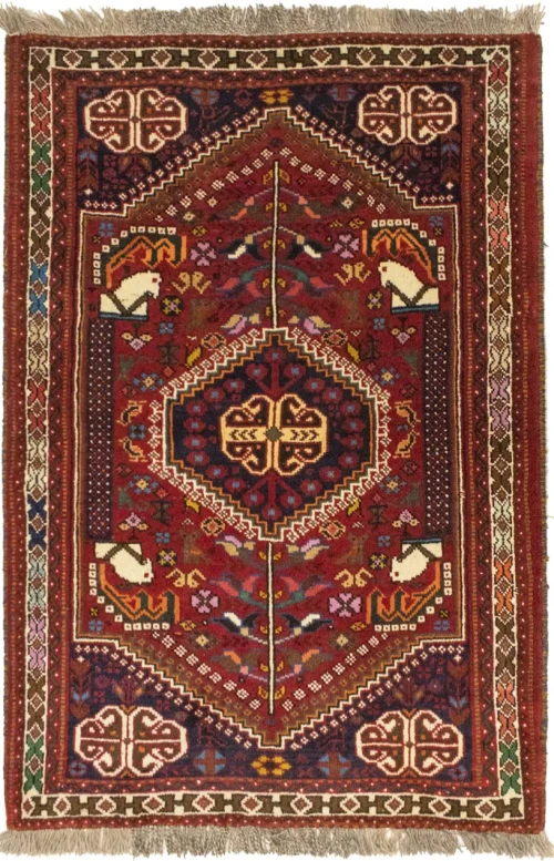 Red Tribal 3'6X5 Shiraz Persian  Rug