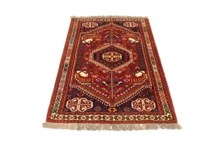 Red Tribal 3'6X5 Shiraz Persian  Rug