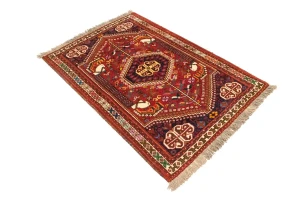 Red Tribal 3'6X5 Shiraz Persian  Rug