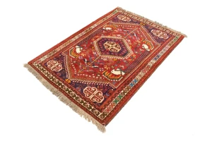 Red Tribal 3'6X5 Shiraz Persian  Rug
