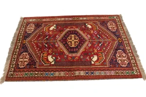 Red Tribal 3'6X5 Shiraz Persian  Rug