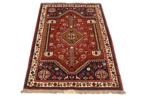 Red Tribal 3'6X5 Shiraz Persian Rug