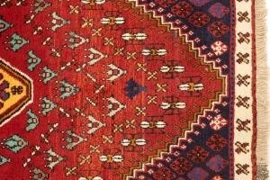 Scarlet Red Tribal 3'5X4'9 Shiraz Persian Rug