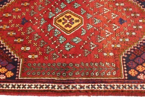 Scarlet Red Tribal 3'5X4'9 Shiraz Persian Rug