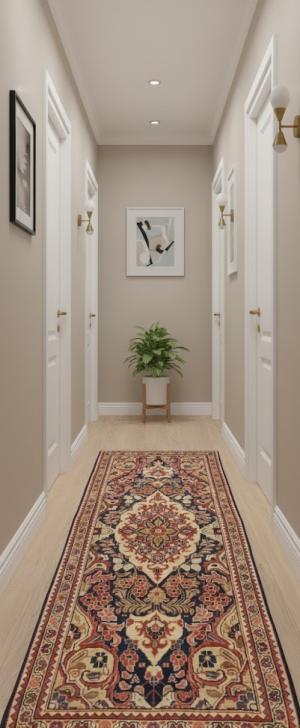 Semi Antique Dark Navy Floral 3'5X10 Mahal Persian Runner Rug