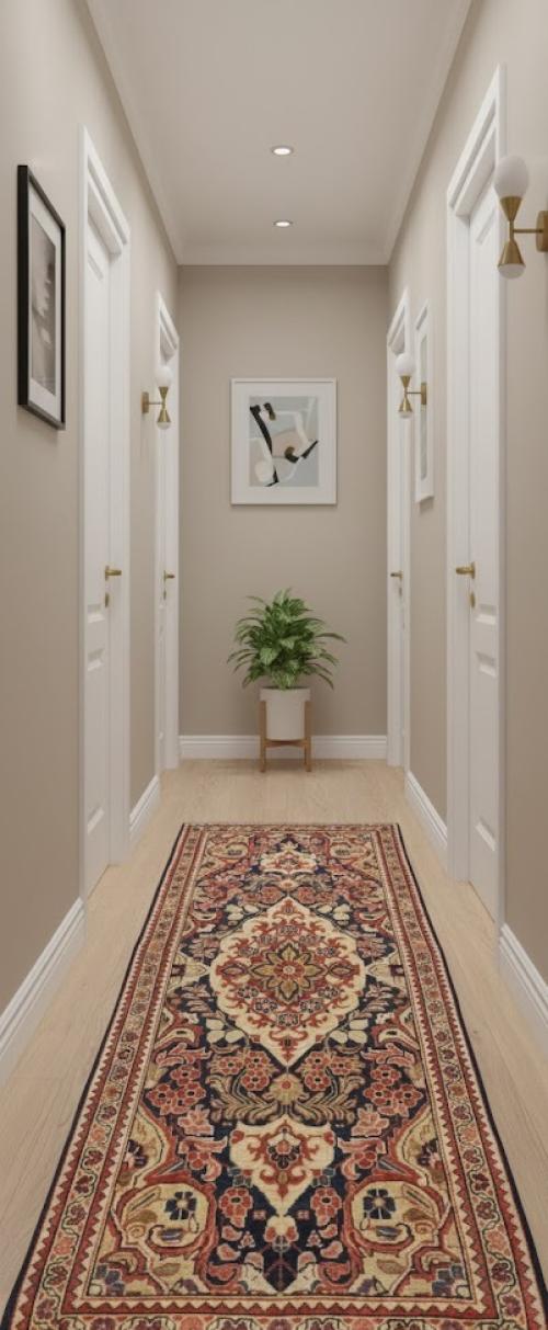 Semi Antique Dark Navy Floral 3'5X10 Mahal Persian Runner Rug