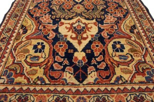 Semi Antique Dark Navy Floral 3'5X10 Mahal Persian Runner Rug