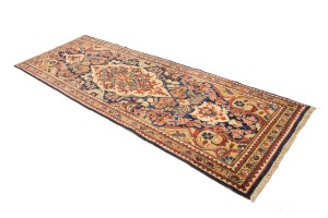 Semi Antique Dark Navy Floral 3'5X10 Mahal Persian Runner Rug