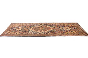 Semi Antique Dark Navy Floral 3'5X10 Mahal Persian Runner Rug