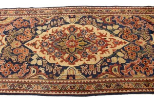 Semi Antique Dark Navy Floral 3'5X10 Mahal Persian Runner Rug