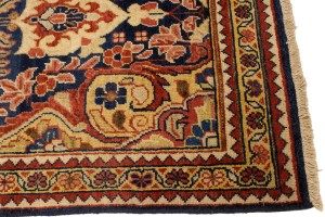 Semi Antique Dark Navy Floral 3'5X10 Mahal Persian Runner Rug
