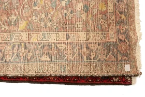 Vintage Red Geometric 4X11 Karajeh Persian Runner Rug