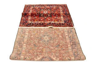 Vintage Red Geometric 4X11 Karajeh Persian Runner Rug