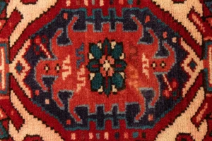 Vintage Red Geometric 4X11 Karajeh Persian Runner Rug