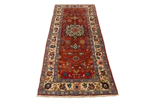 Semi Antique Red Floral 4'5X10'8 Mahal Persian Runner Rug