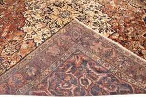 Antique Brick Red Floral 10'6X12'7 Bakhtiari Persian Rug