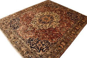 Antique Brick Red Floral 10'6X12'7 Bakhtiari Persian Rug