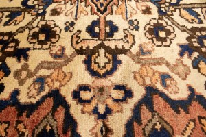 Antique Brick Red Floral 10'6X12'7 Bakhtiari Persian Rug