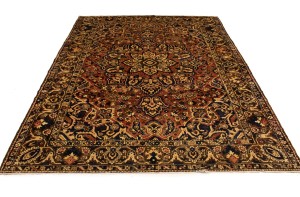 Semi Antique Rusty Red Floral 9'5X12'4 Bakhtiari Persian Rug