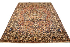 Semi Antique Rusty Red Floral 9'5X12'4 Bakhtiari Persian Rug