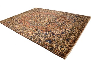 Semi Antique Rusty Red Floral 9'5X12'4 Bakhtiari Persian Rug