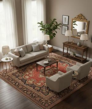 Semi Antique Rusty Red Traditional 10'4X13'6 Mahal Persian Rug