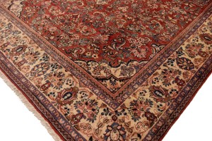 Semi Antique Scarlet Red Floral 10X13'5 Mahal Persian Rug