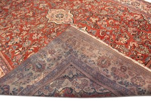 Semi Antique Scarlet Red Floral 10X13'5 Mahal Persian Rug