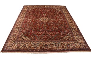 Semi Antique Scarlet Red Floral 10X13'5 Mahal Persian Rug