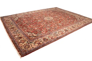 Semi Antique Scarlet Red Floral 10X13'5 Mahal Persian Rug