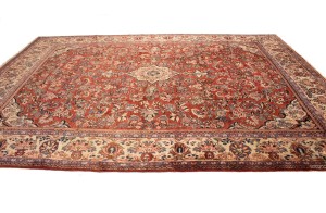 Semi Antique Scarlet Red Floral 10X13'5 Mahal Persian Rug