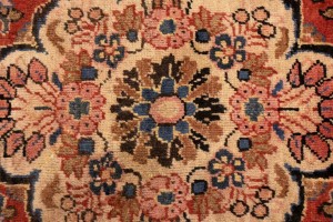 Semi Antique Scarlet Red Floral 10X13'5 Mahal Persian Rug