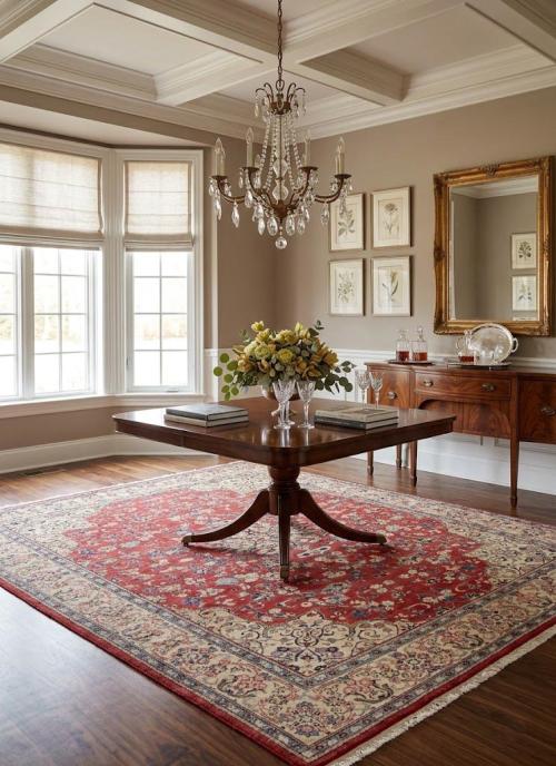 Vintage Muted Red Floral 10X13'6 Mahal Persian Rug