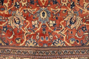 Semi Antique Scarlet Red Floral 10X14 Mahal Persian Rug