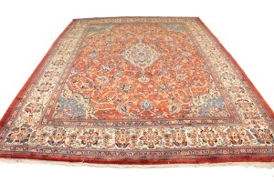 Semi Antique Scarlet Red Floral 10X14 Mahal Persian Rug