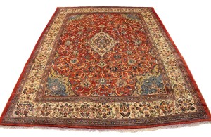 Semi Antique Scarlet Red Floral 10X14 Mahal Persian Rug