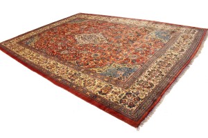 Semi Antique Scarlet Red Floral 10X14 Mahal Persian Rug