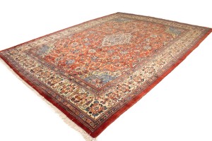 Semi Antique Scarlet Red Floral 10X14 Mahal Persian Rug